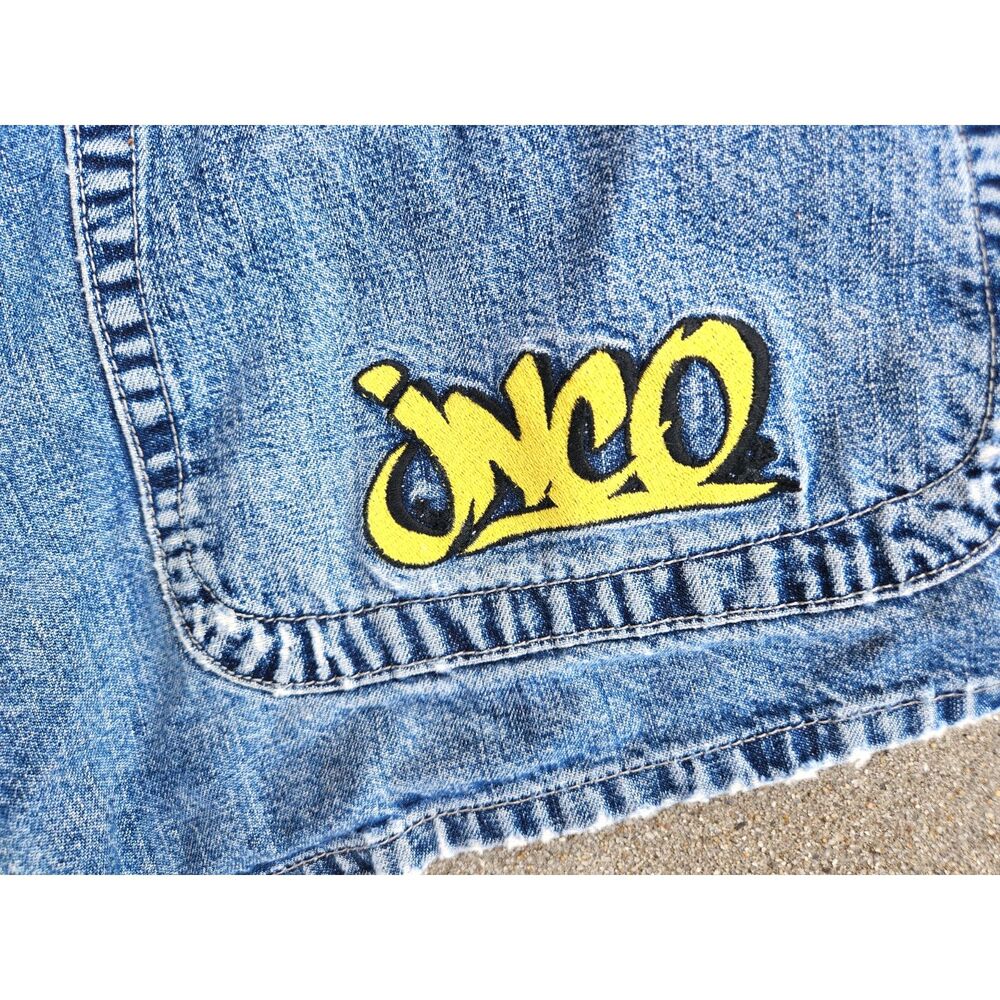 Vintage 90s JNCO Girlies Denim Shorts Y2K Made USA Graffiti Waist Festival W32 - Picture 3 of 9